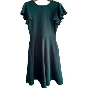 Helyo | M | Worn Once A-line flutter sleeve hunter green midi dress with pockets